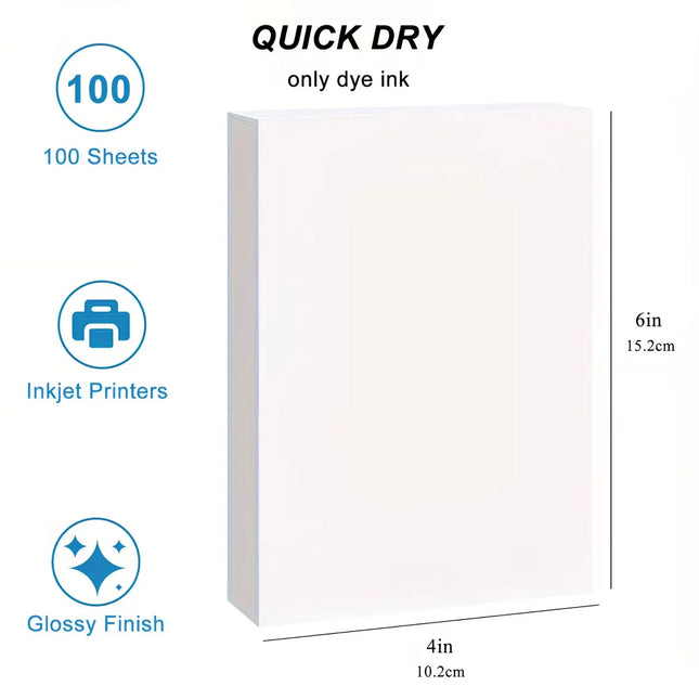 180g/200g/230g 100 Sheets 4x6" Photo Paper, 10.2cmx15.2cm Premium Glossy Photo Paper Picture Paper Printer Brochure Paper Glossy