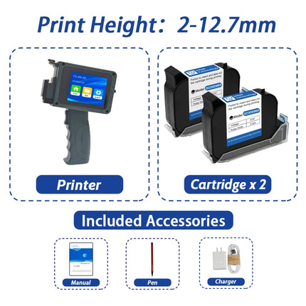 DCODE DC15 Portable Handheld Inkjet Printer 12.7mm Mini Coding Machine for QR Barcode Logo Image Date Text Printing for HP