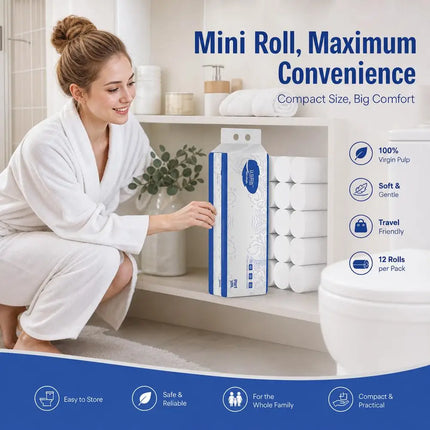 12rolls Mini Toilet Paper Household Hygienic Tissue Bulk Box Direct Supply Bathroom Paper Towel Whole Box Batch