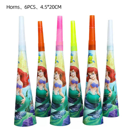 Mermaid Balloons The Little Princess Happy Birthday Banner Party Decoration Disposable Tableware Cake Topper Background Stickers
