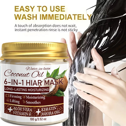 Water Ice Levin 6-In-1 Coconut Oil Hair Mask Keratin Aloe Jojoba Hydrate Dry Colored Fine Hair 100g