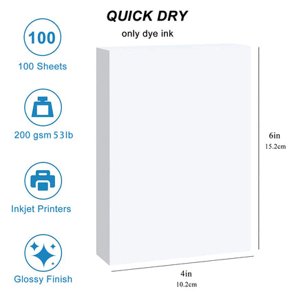 A4 20 Sheets | 100 Sheets 3R/4R/5R Glossy Photo Paper for Inkjet Printer, Bright Color, Suitable for Photography, Family, Festiv
