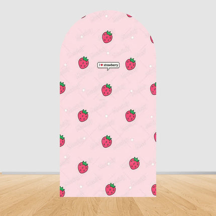 Pink Strawberry Arch Backdrop Cover Berry First 1st Birthday Party Custom Girl Baby Shower Background Decoration Personalized