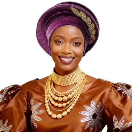 Leaves Diamonds Spiral Beret Turbans Lightweight Luxury Afrcian Lady Head Wraps Breathable Turban Nigeria Headpiece For Women