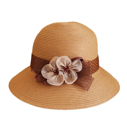 Fashion British bucket hat flower top hat women's summer sunshade sun protection hat foldable outdoor breathable sun hat