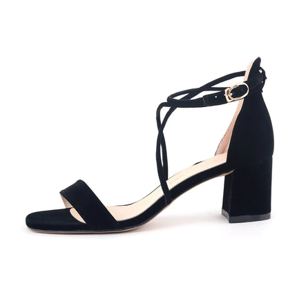 Women Sandals Fashion Sexy 5cm Low Heels Velvet Stripe Ankle Strap Sandals Office Pumps Thick High Heels Red Wedding Shoes