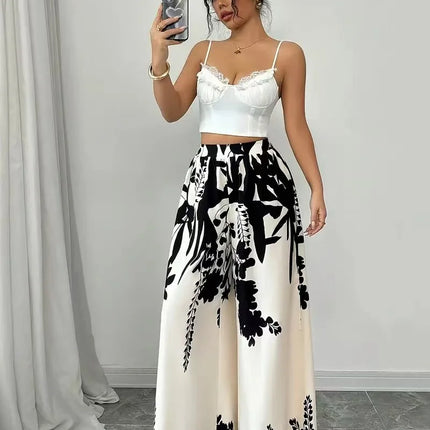 Dresses For Women Black And White Flowers Print Long Sleeve Ruffled Collar Elegant Dress Lace Up A-Line Dress 2026 Spring New