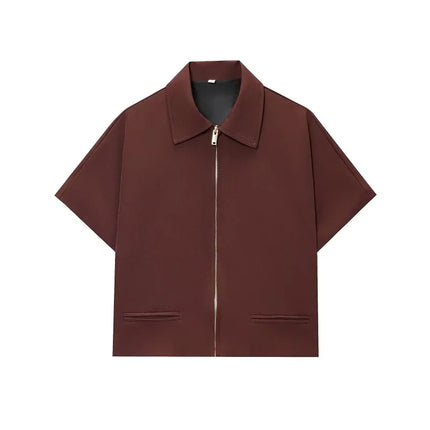 MUJER Women's Cropped Jacket Short Sleeve Varsity Jackets for Women Summer Zip up New in Coats and Jackets Holiday Outerwears