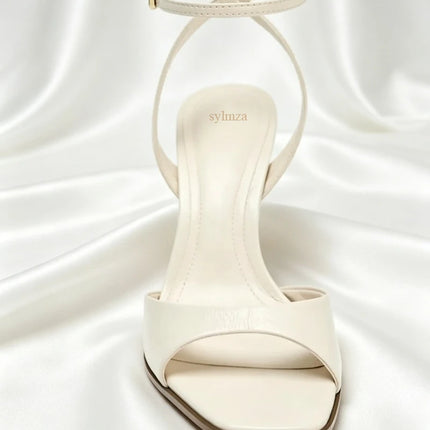 Elegant Ankle Strap High Heels Ladies Square Toe Fashion Party Dress Shoes Office Hollow Sexy Designer Brand Sandals Women Pumps