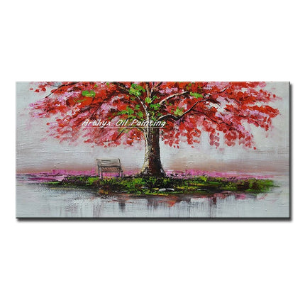Arthyx,Large Handpainted Palette Knife Tree Oil Painting on Canvas,Modern Abstract Landscape Art Poster,Wall Pictures,Home Decor
