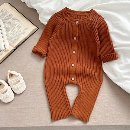 New Infant Baby Girls Knitted Jumpsuit Autumn Winter Children Knitted Clothes Long Sleeve Sweet Flower Rompers