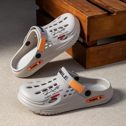 Men EVA Clogs Hollow Out Hole Sandals Adjustable Strap Non Slip Garden Work Shoes Waterproof Outdoor Pool Male Beach Slippers