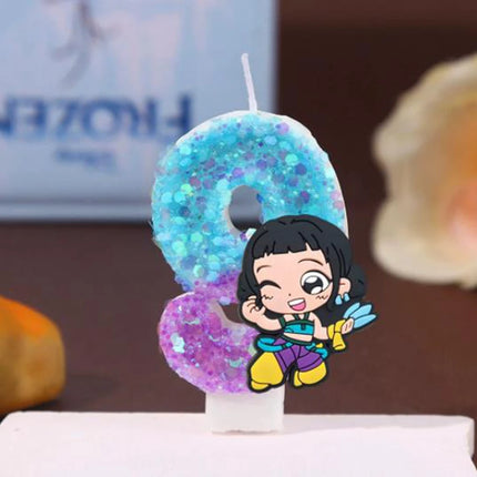 3 Style Cute Girl Group Hunter's Digital Candle Numbers 0-9 Kids Birthday Cake Decoration Cartoon Party Supplies Accessory