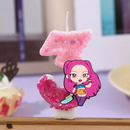 3 Style Cute Girl Group Hunter's Digital Candle Numbers 0-9 Kids Birthday Cake Decoration Cartoon Party Supplies Accessory