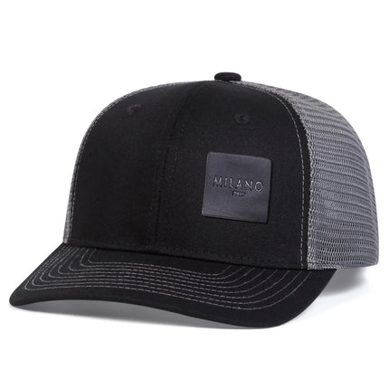 Unisex MILANO Letter Black Leather Label Baseball Net Cap Spring Summer Outdoor Adjustable Casual Hat Hip Hop Hat Sunscreen Hat