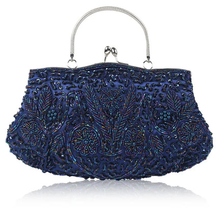 Women's Retro Small Totes Evening Bags Beaded Embroidered Ladies Clutch Purse Shoulder Chain Wedding Party Handbags Bags Purses