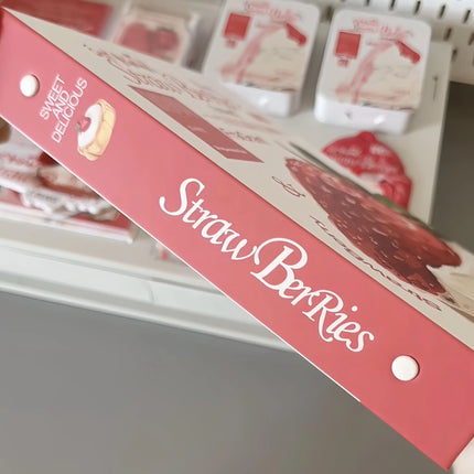 Sweet Strawberry A5 4-Grid Binder Hard Cover Card Album K-Pop Idol 3-inch Loose-Leaf Photocard Storage Book Korean 포카 바인