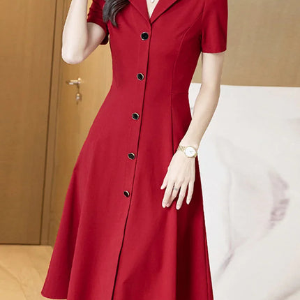 ZANZEA Women Elegant Long Shirt Dress Korean Lapel Collar Party Dress 2024 Summer Waisted Robe Casual Short Sleeve Work Sundress