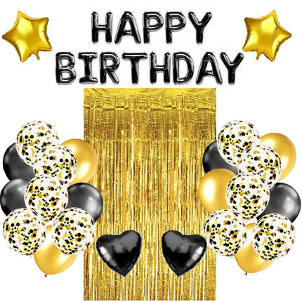 Happy Birthday Party Decoration Five Pointed Star Heart Shaped Glitter Balloon Set Birthday Party Decoration Supplies