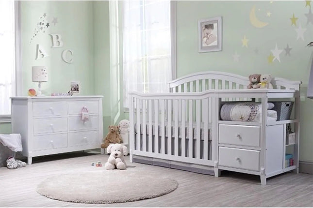 Furniture Berkley Crib and Changer with Slat Panel Back Classic -in- Convertible Diaper Changing Table Non-Toxic Finish Wooden