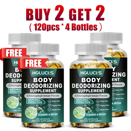 Chlorophyll Body Deodorizing Capsules, with Parsley & Peppermint, Support Gut Health, Reduce Odors, Freshen Breath