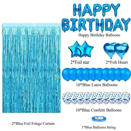 Happy Birthday Party Decoration Five Pointed Star Heart Shaped Glitter Balloon Set Birthday Party Decoration Supplies