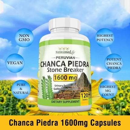 Chanca Piedra Capsules 1600mg - Kidney Stone Crushing, Urinary Tract Support, Non-GMOSupplements
