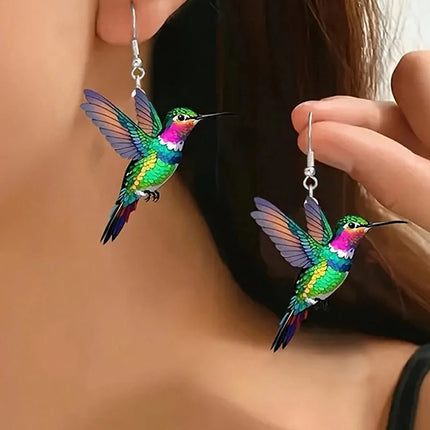 Jardme Colorful Hummingbird Dangle Earrings for Women Fashion Cute Animal Earrings Women's Statement Jewelry Gifts