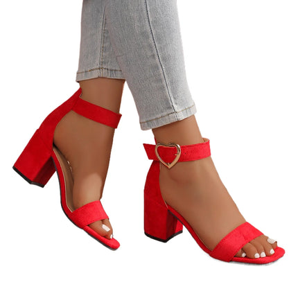 Women Sandals New Summer Fashion Sandals Medium High Heels Outdoor Elegant Wedding Shoes Bridal Plus Size Buckle Strap Sandals