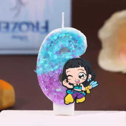3 Style Cute Girl Group Hunter's Digital Candle Numbers 0-9 Kids Birthday Cake Decoration Cartoon Party Supplies Accessory