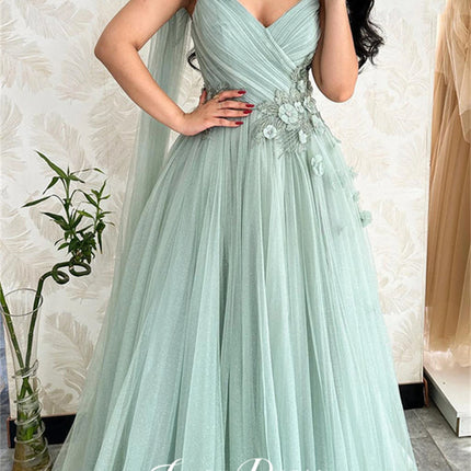 Lucy Light Green Party Evening Dress Mesh Grace Eid Al-fitr Line A Prom Dresses 2024 Ball Gowns Formal Wedding Long Customized