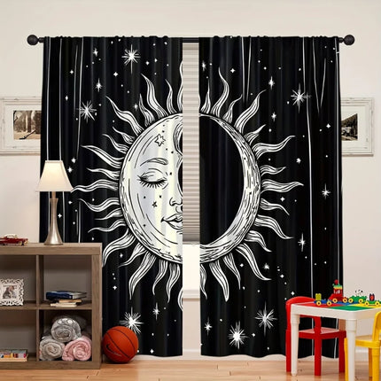 VIKAMA 2 Sets Of Bohemian-Style Curtains, For Room And Living Room Decoration, Blackout Curtains For Home Decoration