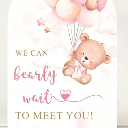LS Baby Boy Show Arch Backdrop Cover Bear Brown Balloon Star Rainbow Decor Background for Newborn 1st Birthday Party Photobooth
