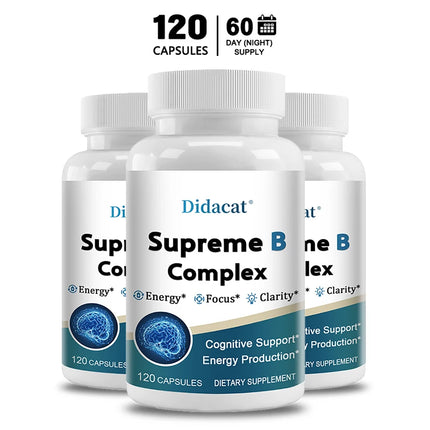Vitamin B Complex Capsules, Daily Essential B Vitamin Supplement for Energy Mood Cognitive Nervous System & Immune Wellness