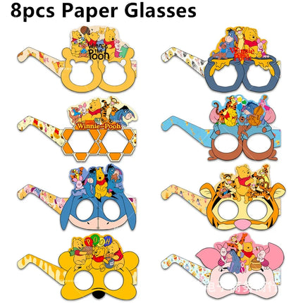 Winnie The Pooh Balloons Happy Birthday Banner Decoration Yellow Bear Party Supplies Backdrop Cake Topper Disposable Tableware
