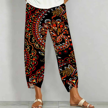 Street Fashion Trousers  Women's Fashion Nine-inch Pants Retro Printed Yoga Pants Daily Casual Pants Elegant Sport Pants