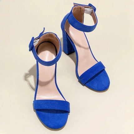 Fashion High-heeled Sandals Women Ankle Strap Concise Open-toe Chunky Heel Dress Shoes Plus Size 42 Elegant Office Women's Shoes