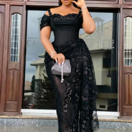 Fabulous Brown Lace Evening Dresses African Traditional Wedding Bride Dress Luxury Beads Lace Birthday Dress Asoebi Costomized
