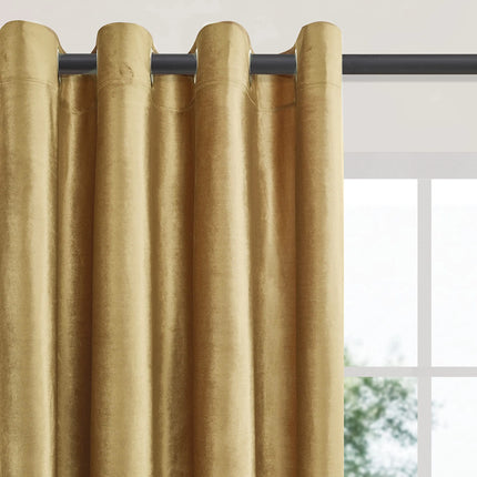 Gold Velvet Curtains for Living Room Blackout Curtains for Bedroom Grommet Privacy Thermal Insulated Window Darkening Decor