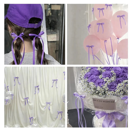 Purple Bow Cake Ribbon Happy Birthday Party Decorations Favors Hairband Desserts Cake Decor Wedding Bridal Shower Supplies