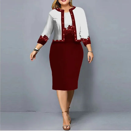 Spring Summer Ladies Suits Women Round Neck Sleeveless Printing Hip Wrap Skirt and High Street Casual Three Quarter Cardigan