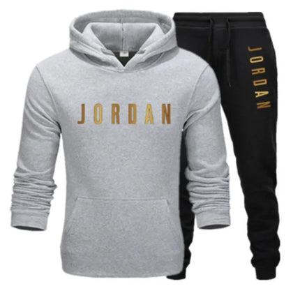 Men's printed sports suit hoodie and sweatpants two-piece set  suitable for casual sports street wear