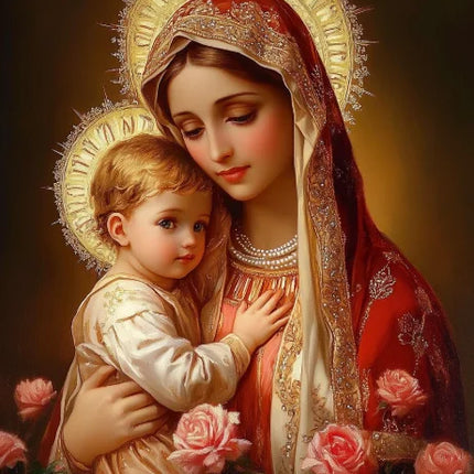 Christian Religious Jesus And Virgin Mary Sacred Heart Canvas Painting Catholic Holy Child Jesus Art Poster Christian Home Decor