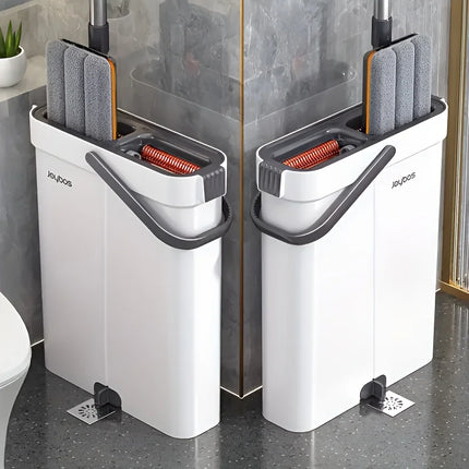 JOYBOS 33cm Spin Hand Free Flat Mop With Bucket Set Wet Dry Separation For Living Room Toilet Home Mops Floor Cleaning Tool