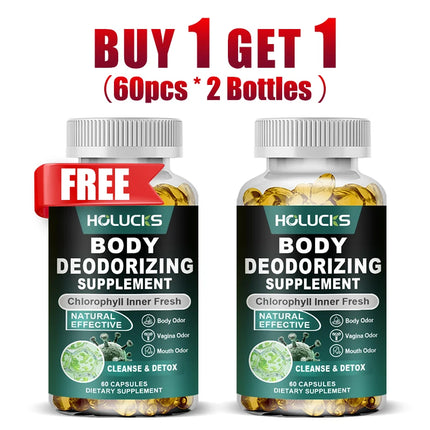 Chlorophyll Body Deodorizing Capsules, with Parsley & Peppermint, Support Gut Health, Reduce Odors, Freshen Breath