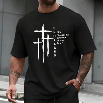 Men's Summer Round-Neck Casual Relaxed-Fit Short-Sleeve T-Shirt with California Letter Print Comfortable Short-Sleeve Top