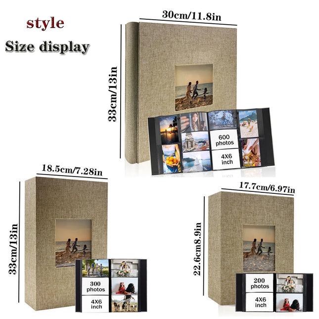 1 Linen 4x6-600 Pocket Photo Album with Horizontal and Vertical Pockets, Suitable for Valentine's Day Gifts with Mother's Photos