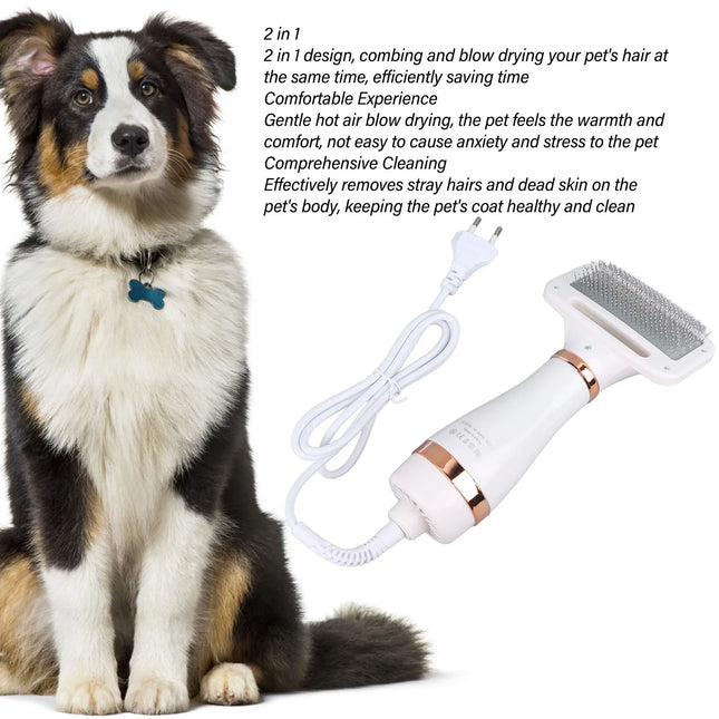 Pet Grooming Dryer Dog Hair Dryer Portable Pet Grooming Dryer 2 in 1 Handheld Dog Slicker Brush and Dog Hair Dryer for Dogs Cats