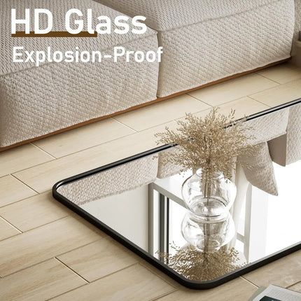 71"x26" Full Length Mirror, Aluminum Frame, Floor Standing or Wall Mount, Black