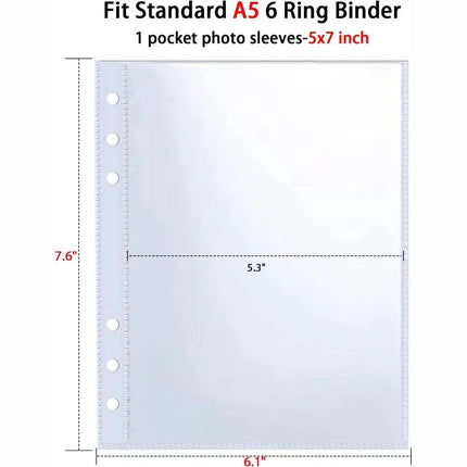 Kpop Photocard Binder 6 Ring Photocard Sleeves A5 Size Multi-Pockets Photo Album Page Photo Album Sleeves